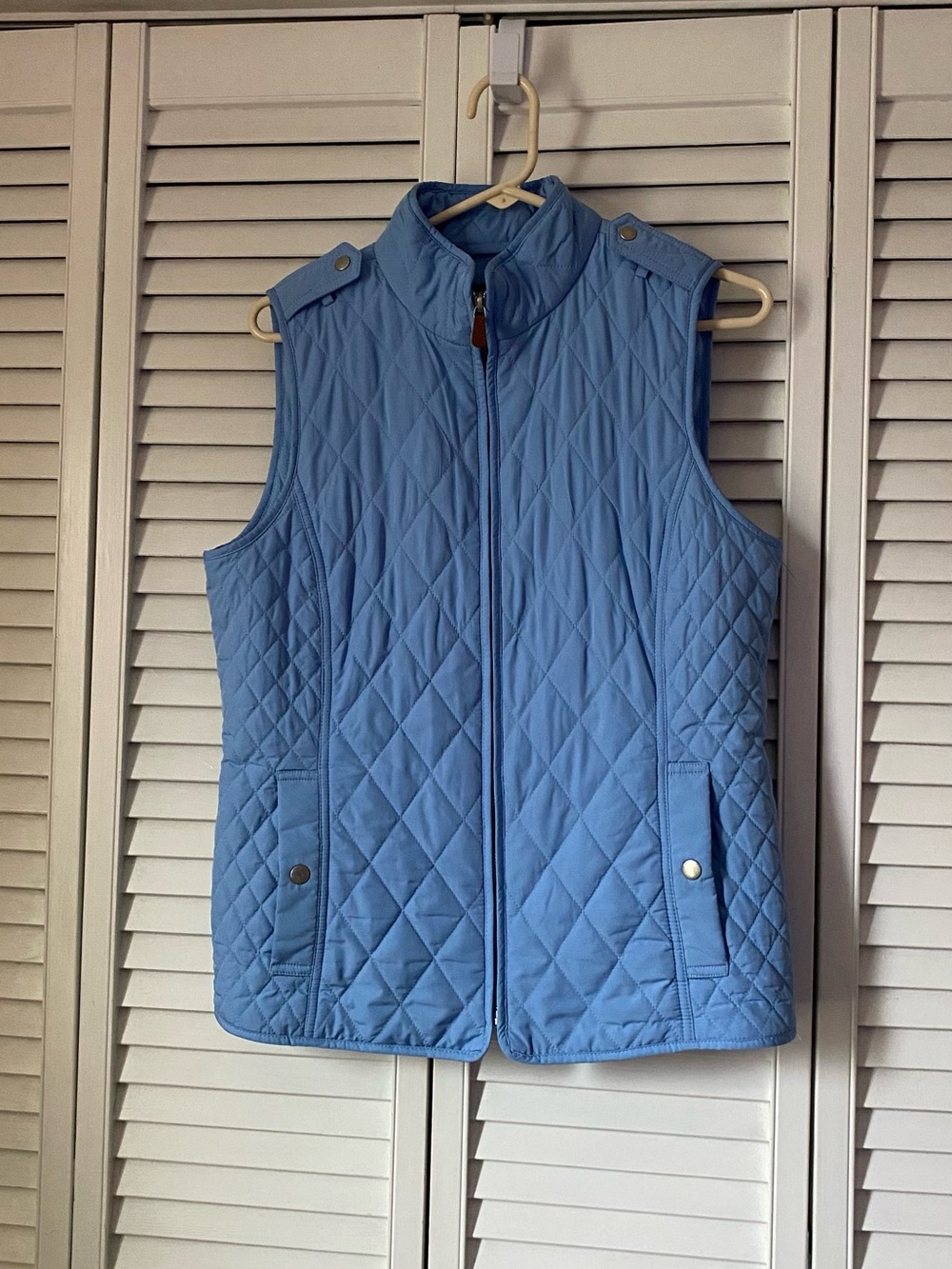 Talbots Light Blue Quilted Vest with Zip front